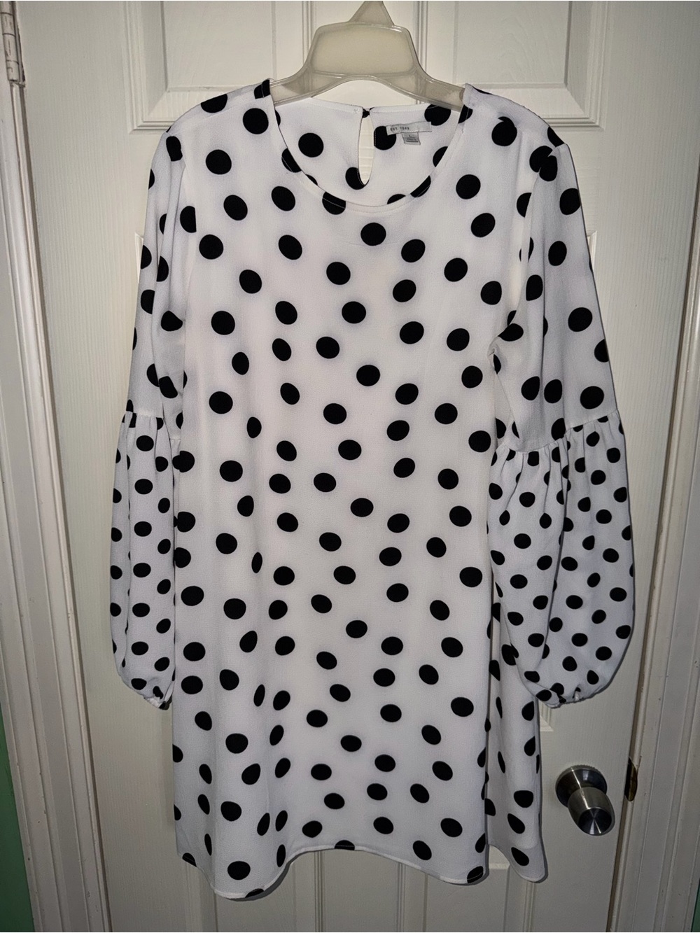 Cato Polka Dot Bubble Sleeve Shift Dress - Large